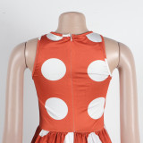 Sexy Polka Dot Print Halter Neck Sleeveless Layered Dress
