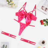 Bow Hollowed Sexy 3PCS Lingerie Set