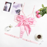 Bow Hollowed Sexy 3PCS Lingerie Set