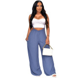 Wide Leg Casual Solid Overalls Oversized Suspender Pants
