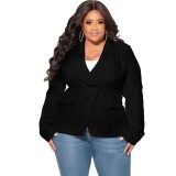 Solid Chic Career Long Sleeve Blazer