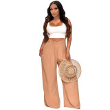 Wide Leg Casual Solid Overalls Oversized Suspender Pants