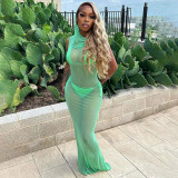 Hooded Sexy See-Through Tight Fit Maxi Dress