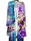 Plus Size Printed Long Sleeve Irregular Hem Shirt