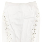 Solid Lace-Up Strapless Crop Top Zipper Mini Skirt 2PCS Set