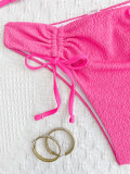 Hot Pink Drawstring Halter Bikini Set