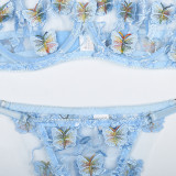 Sexy Butterfly Embroidery See-Through Sexy Lingerie Set
