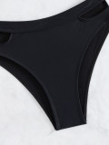 Black U-Neck Cutout Sexy Two Pieces Swimwear