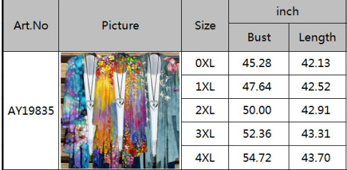 Plus Size Printed Long Sleeve Irregular Hem Shirt