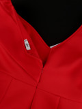 Red V-neck Asymmetric Slit Long Party Dress
