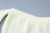Off Shoulder Long Sleeve Tassel Knitting Long Sweater Dress