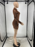 Metallic Bodysuit and Twisted Split Skirt 2PCS Set