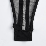 Sexy Lingerie Contrast Striped Mesh See Through Teddies Lingerie