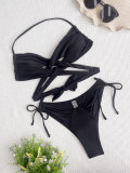 Black Sexy Halter Tie Bikini Sexy Swimswear