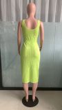 Solid Hollow Out Sexy Sleeveless Knitting Dress