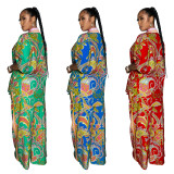 Trendy Paisley Print Half Sleeve Shirt Wide Leg Pants 2PCS Set