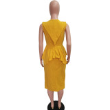 Solid Sleeveless Peplum Dress Office Dress for Women