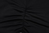 Black Mesh Patchwork Maxi Dress Solid Long Sleeve Round Neck Long Dress
