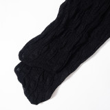 Black Mesh Ruffle Sleeveless Bodysuit Pantyhose Sexy 2PCS Set
