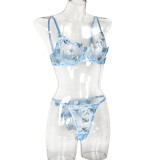 Sexy Butterfly Embroidery See-Through Sexy Lingerie Set