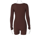 Long Sleeve Solid Tight Rompers