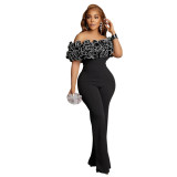 Sexy Tight Fit Ruffled Off Shoulder Formal Jumpsuit