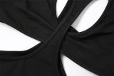 Sexy Black Cutout Round Neck Long Sleeve Slim Bodysuit