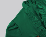 Solid Ruffle Trim Button Down Coat Long Sleeve Short Blazer