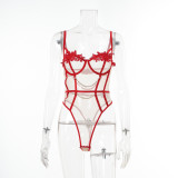 Embroidered See Through Mesh Patchwork Sexy Teddies Lingerie