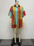 Printed Colorful Short Sleeve Shirt Dress