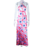 Halter Printed Bodycon Long Dress for Women