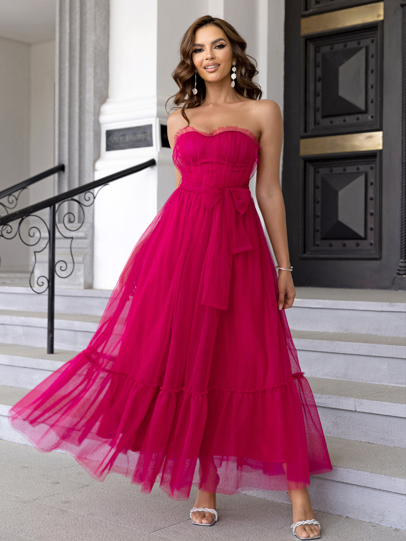 evening dress mother of the bride Burgundy Short Sleeve Collar Size:18 Glamorous Off The Shoulder dress of the week