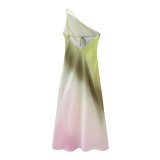 Tie-dye Sleeveless Asymmetric Maxi Dress