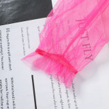 Hot Pink Mesh Patchwork Lace-Up Corset Sexy Lingerie 2PCS Set