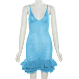 Sexy V-neck Cami Knitting Layered Dress