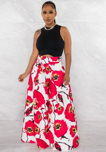 Fashion Printed High Waist Casual Wide Leg Pants