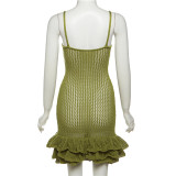 Sexy V-neck Cami Knitting Layered Dress