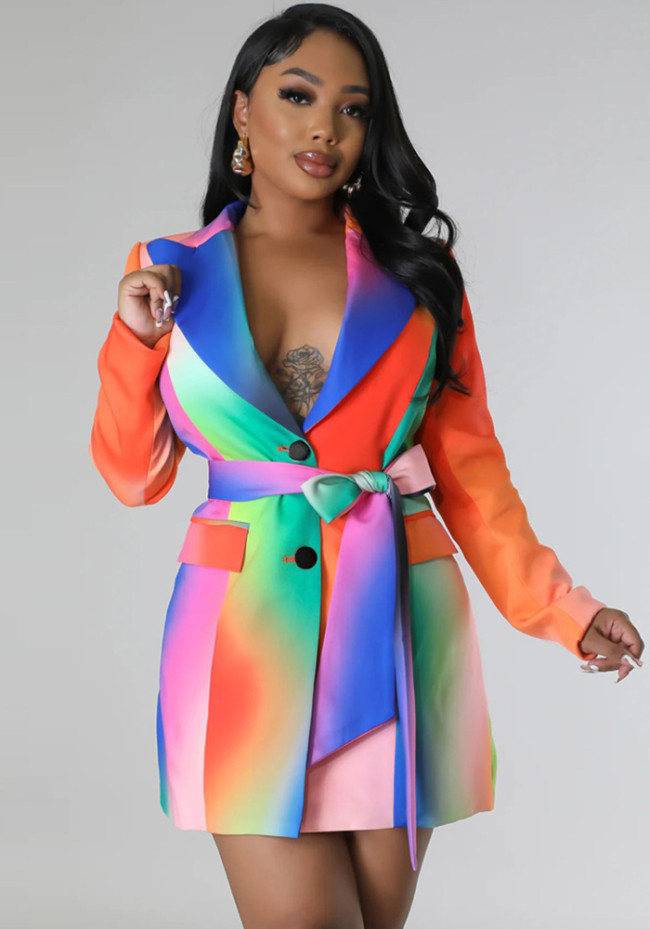 Colorful Print Blazer Dress