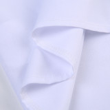 Trendy Ladies Turndown Collar Short Sleeve Cropped Shirt