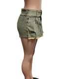 Vintage Wash Stretchy Culottes Denim Shorts