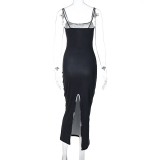 Fashion Print Slit Back Cami Long Dress