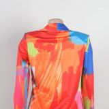 Trendy Multi-Color Print Blazer