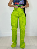 Women Solid Pocket Casual Cargo Pants