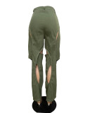 Trendy Patchwork Cutout Casual Pants
