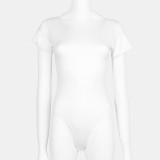 Round Neck Solid Short Sleeve Bodysuit
