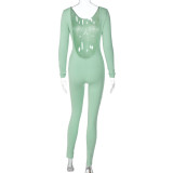 Wholesale Backless Solid Long Sleeve Sports Tight Jumpsuit