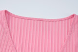 Trendy Pink Plush Patchwork Long Sleeve Cropped Top