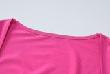 Hot Pink Long Sleeve Sexy Midi Bodycon Dress