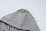 Trendy Gray Drawstring Irregular Slim Hooded Top