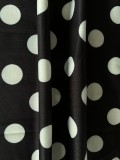 Pokla Dot Print Long Sleeve Tie Crop Top High Waist Pants Plus Size 2PCS Set